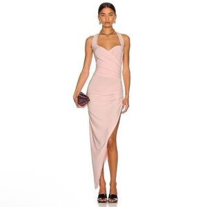 Norma Kamali pink Cayla Side Drape Gown Blush Pink